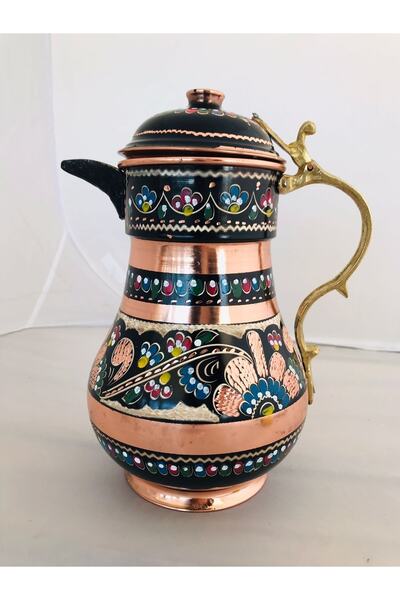 Zinnun Bakır Mine Işlemeli Kapaklı Sürahi