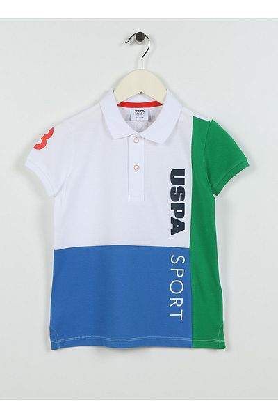 U.S. Polo Assn. Tricou alb pentru băiat imprimat