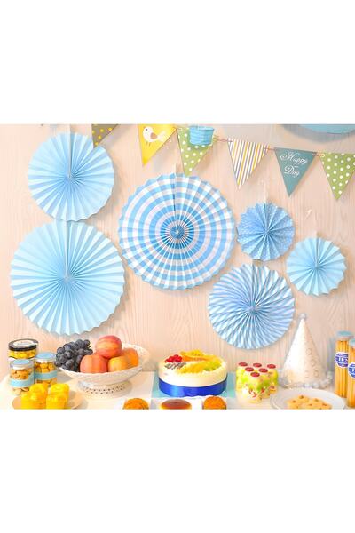 Big Party Yelpaze Mavi Set 6 'lı