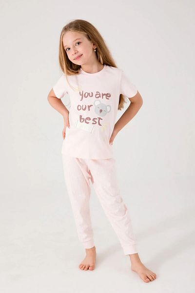 Rolypoly Girl's Dusty Salmon Short Sleeve Pajama Set - 3089