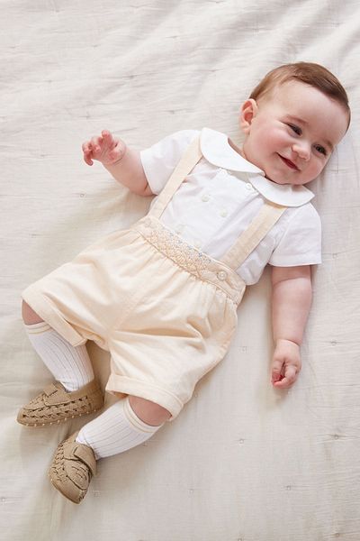 Next Baby 100% Cotton Lemon Yellow Smart Shirt Shorts Socks Set