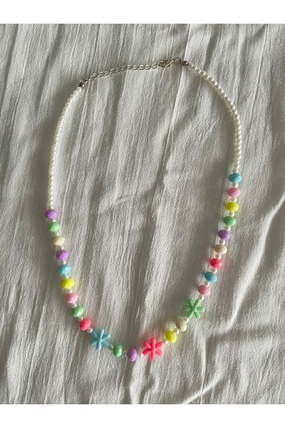 Planet Butik Summer Pearl Detailed Daisy Necklace