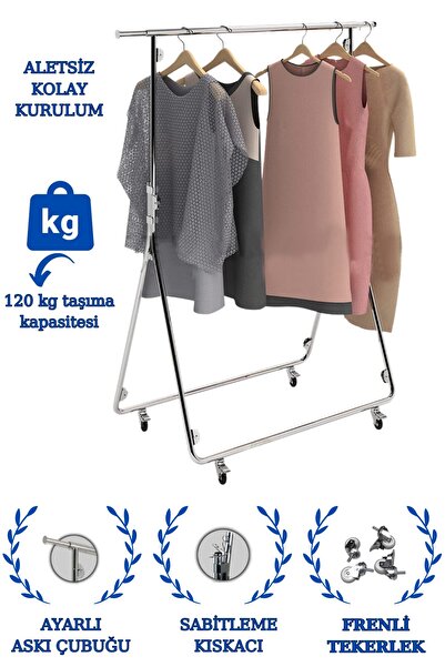 Manken İstanbul Katlanabilir Lüks Dekoratif Askılık-ayaklı Elbise Askısı-seyy...