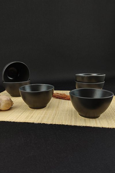 Digithome 6-Piece Porcelain Snack Bowl Presentation Bowl Set 10 cm Black - Tl4031049 C320.003