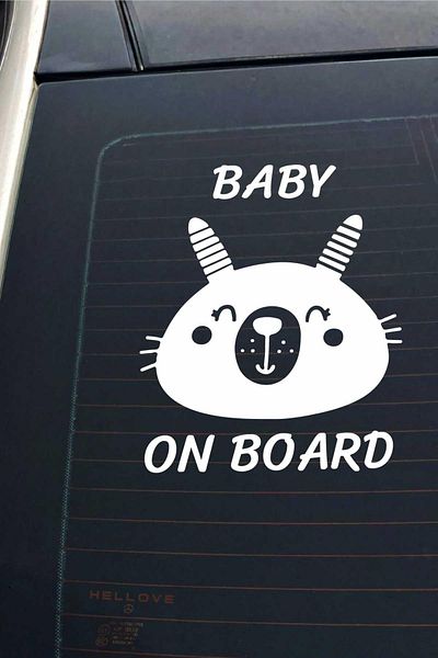 AVMmarketim Baby On Board Are a Baby Cute White Auto Sticker Autocolant pentru geam cu figuri de animale