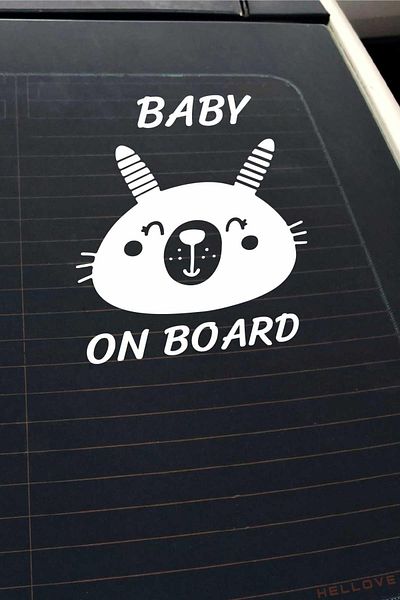 AVMmarketim Baby On Board Are a Baby Cute White Auto Sticker Autocolant pentru geam cu figuri de animale