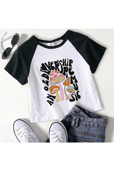Touz Old Lover Printed White Crop - Zolid Wear Raglan Sleeve