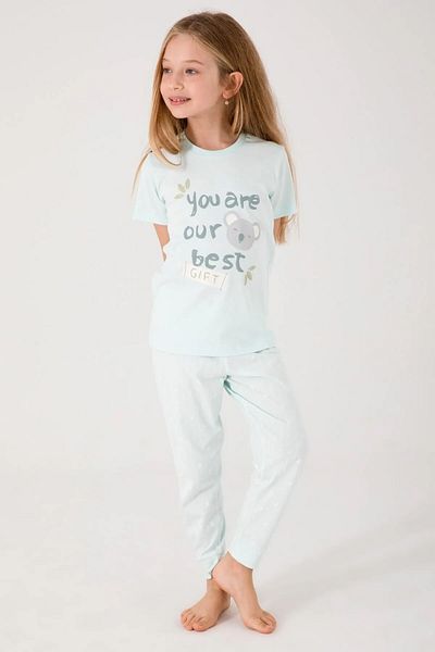 Rolypoly Green Short Sleeve Girl's Pajama Set - 3089