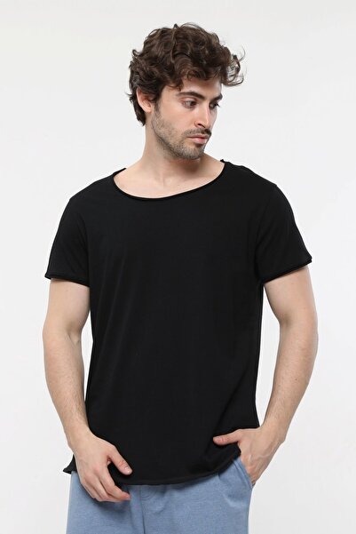 defys Ανδρικό κοντομάνικο μπλουζάκι με λαιμόκοψη μαύρο