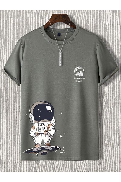 Machetta Tricou pentru copii oversize antracit cu imprimeu Interstellar Travel