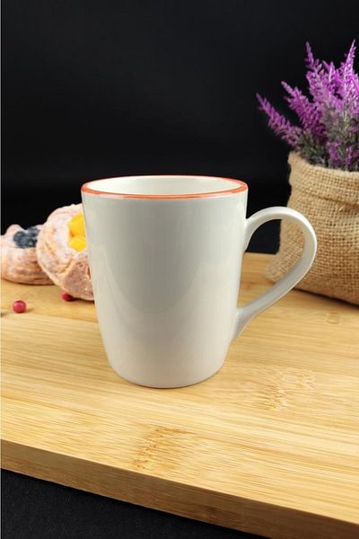 Digithome Orange Rim Porcelain Mug 250 ml Orange - Tl4029381 C320.003
