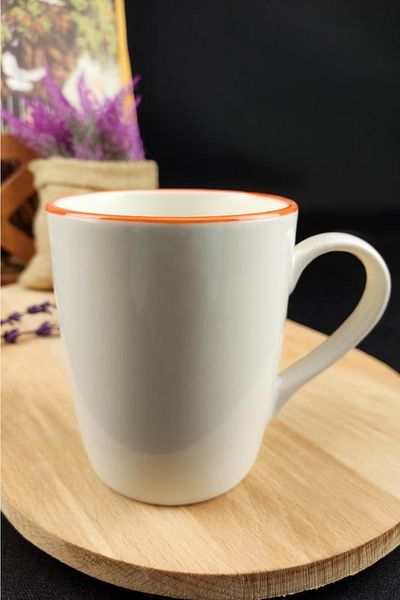 Digithome Orange Rim Porcelain Mug 250 ml Orange - Tl4029381 C320.003