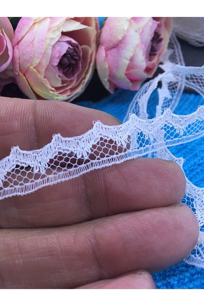 Sermet Süs Dünyası 10 Meters Guipure Lace Ribbon White German Lace (Width: 1 Cm)