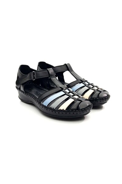 Venüs 23033319y Women's Genuine Leather Colored Velcro Closed-Front Sandals