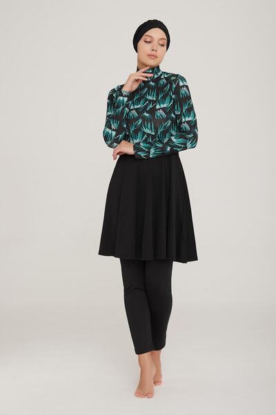 MARESİVA Women's Long Sleeve Balkır Black Hijab Swimsuit