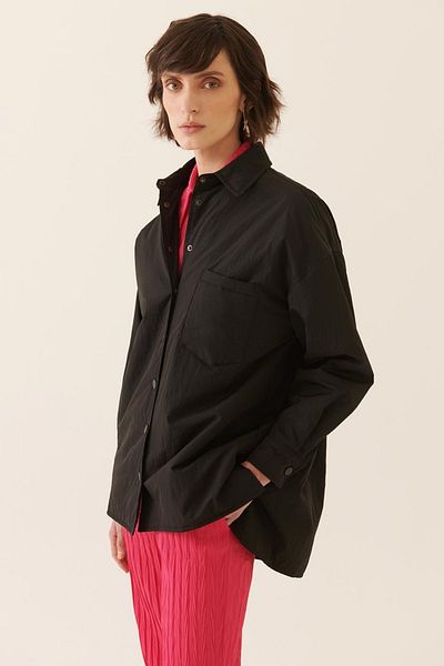 Perspective Trevor Comfortable Fit Shirt Collar Standard Size Black Color Women's Coat