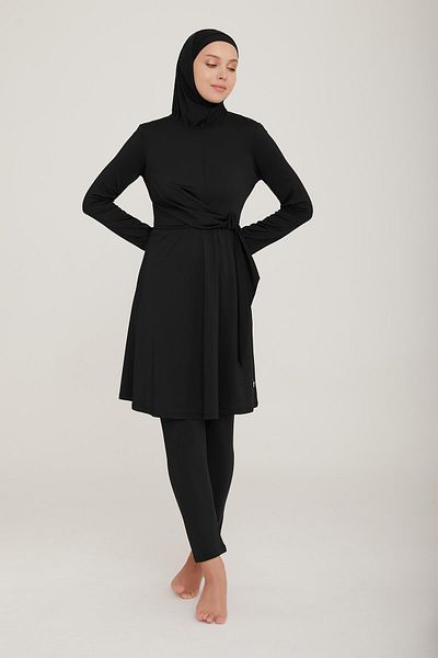 MARESİVA Women's Long Sleeve Luka Black Hijab Swimsuit