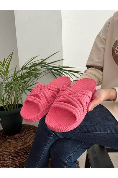 Behtah Kundura Knitted Straw Look Non-Slip Thick Sole Soft Flexible Slippers Beach Sea Pool Daily Slippers