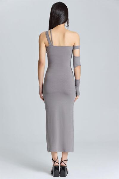 boutiquen S2014 Rochie lungă, decoltată, cu o mânecă, antracit