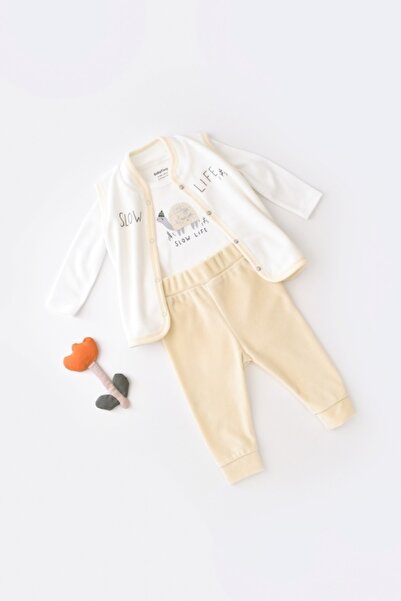 BabyCosy Organik Kadife 3'lü Yelekli Alt&üst Takım