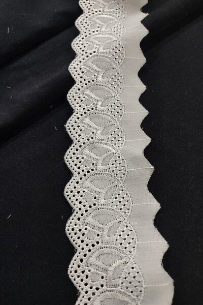 DUAYEN Terikoton Üzeri Işleme Güpür Dantel Fener Çiçeği Kenar Desen