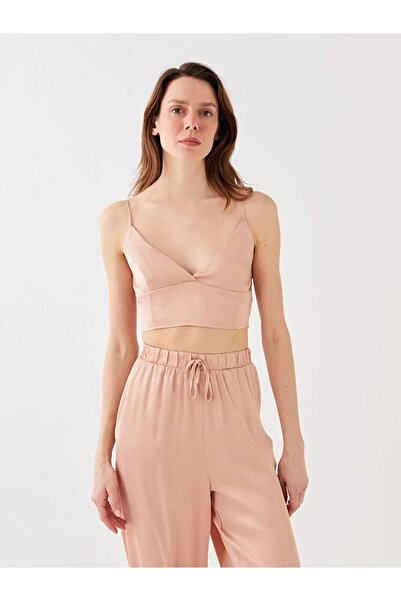 LC Waikiki Γυναικείο Σετ πιτζάμας με σατέν λουράκι με λαιμόκοψη Lcw Dream