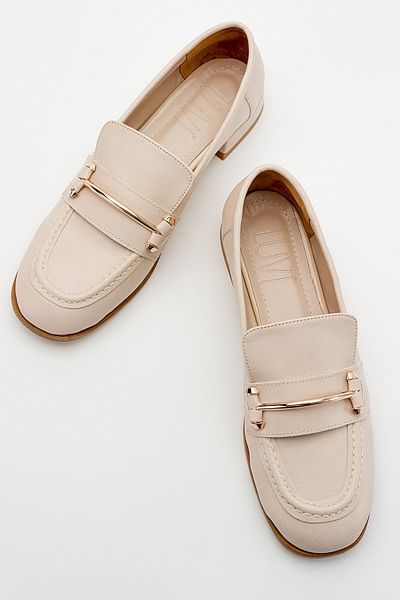 LuviShoes Solen Beige Women's Loafer Shoes