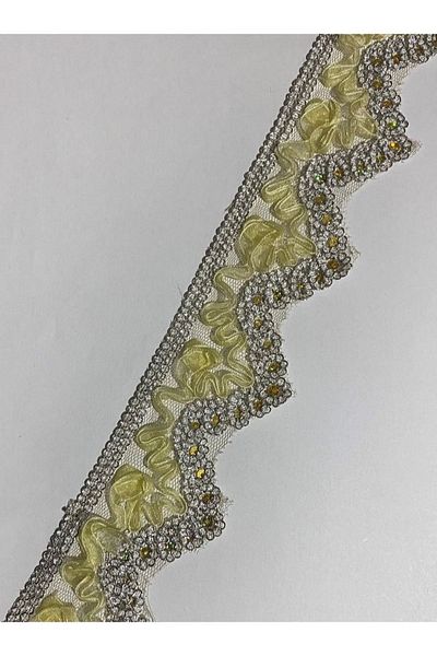 Öztürk Ασημί Παγιέτα Organza Guipure 6cmx1meter. Κρέμα