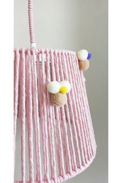 C&A&B KUZEY AVİZE Pink Macrame Rope Wrap Design Baby Girl and Girl Child Pendant Lamp Chandelier