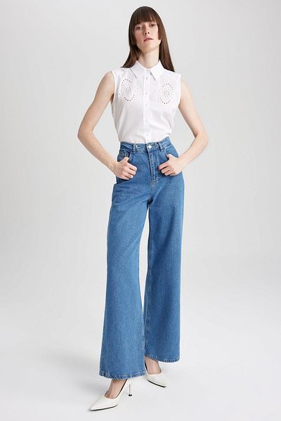 DeFacto Regular Fit Voile Sleeveless 100% Cotton Shirt A7074ax23hs