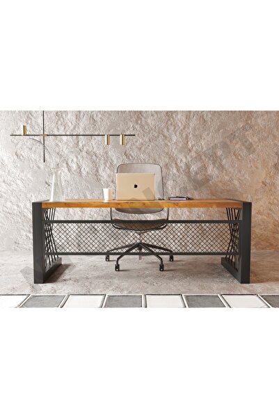 NT Concept Ntconcept Alfa Açık Ceviz Renk Masif Ahşap Ofis Ve Çalışma Masası(...