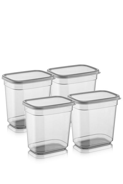 Meleni Home Set mit 4 beschrifteten rechteckigen Elina-Aufbewahrungsbehältern – Tabletten-Reinigungsmittel-Aufbewahrungsbox 2 Lt