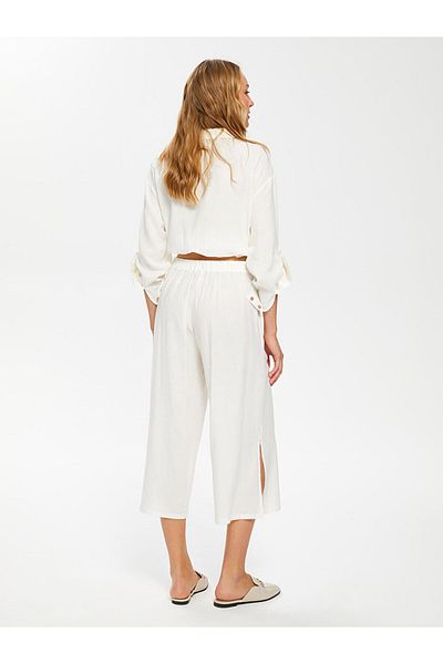 Faik Sönmez Resort Side Slit Linen Blended Capri 66822