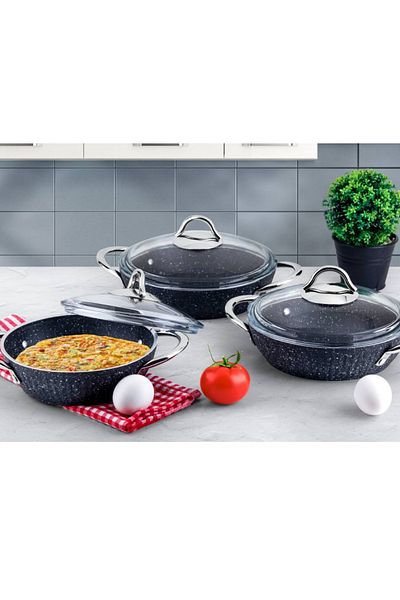 Lines Oscar Granite Omelet Pan Set 6 Pieces