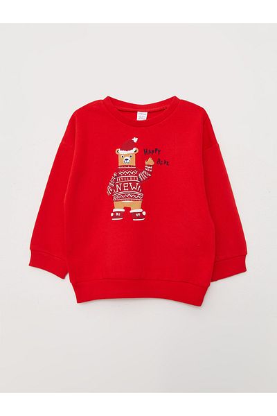LC Waikiki Crew Neck, hosszú ujjú újévi témájú kisfiú szett 2 darabból