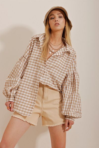 Trend Alaçatı Stili Shirt - Beige - Relaxed fit