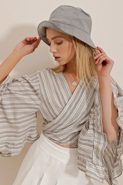 Trend Alaçatı Stili Women's Gray Bucket Hat ALC-X10349
