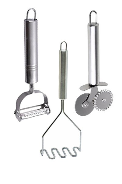 Sekiz8 مجموعة من 3 | هراسة البطاطس، قطاعة عجينة البيتزا، مقشرة الفواكه والخضر...