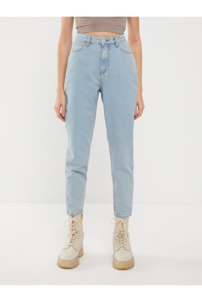LC Waikiki Yüksek Bel Mom Fit Düz Kadın Jean Pantolon