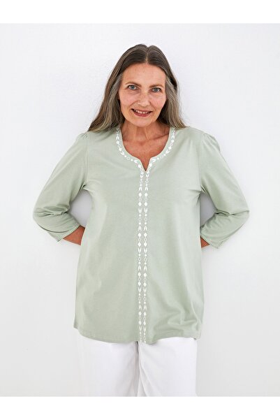 LC Waikiki Bluză de damă din bumbac brodat cu decolteu în V