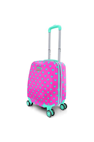 Coral High Abs Kasa Desenli Çocuk Valiz Kalp Desen Baskılı 16715 Neon Pembe -...