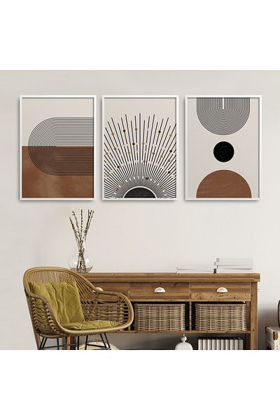 HOMEPACK Σετ ζωγραφικής με κορνίζα 3 τεμαχίων Boho Style Geometric Shapes Hpn139