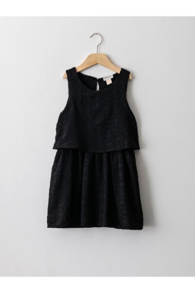 LC Waikiki Κοριτσίστικο φόρεμα με λαιμόκοψη με αυτοσχέδιο σχέδιο