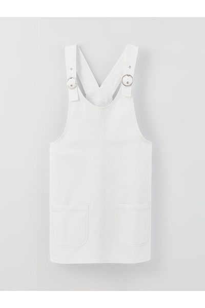 LC Waikiki Salopet-Kleid aus Jeans für Damen mit U-Ausschnitt und flachen Trägern