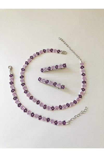 Woollyland Handmade Beaded Necklace Bracelet and Buckle Set