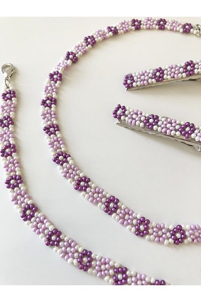 Woollyland Handmade Beaded Necklace Bracelet and Buckle Set