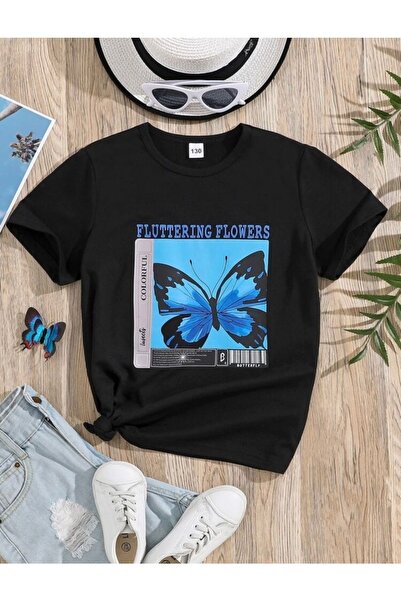 MORNİNG KİDS Tricou pentru copii imprimat cu flori negre