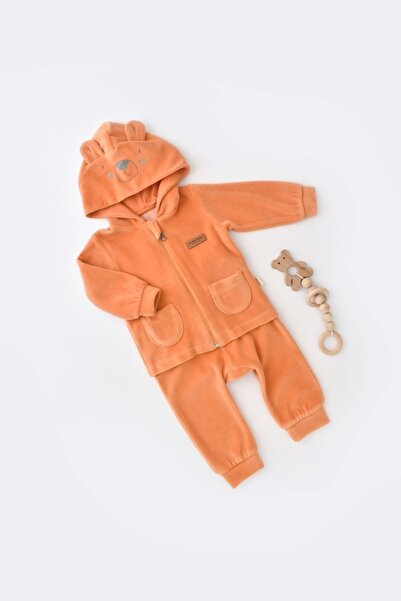 BabyCosy Babycsy Organik Kadife Kapüşonlu Alt&üst Takım