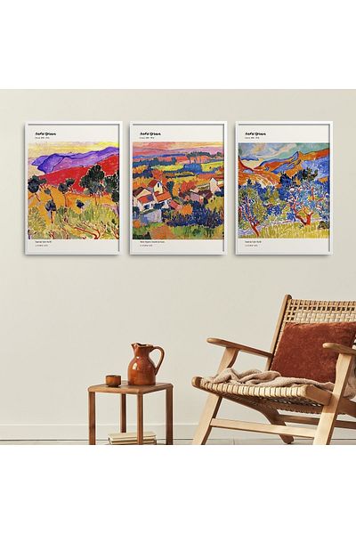 HOMEPACK Σετ ζωγραφικής με κορνίζα 3 τεμαχίων Andre Derain Classic Works Hpn140