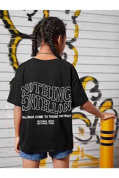Machetta Kids Nothing Find Back Printed Oversize Crew Neck Children's T-shirt